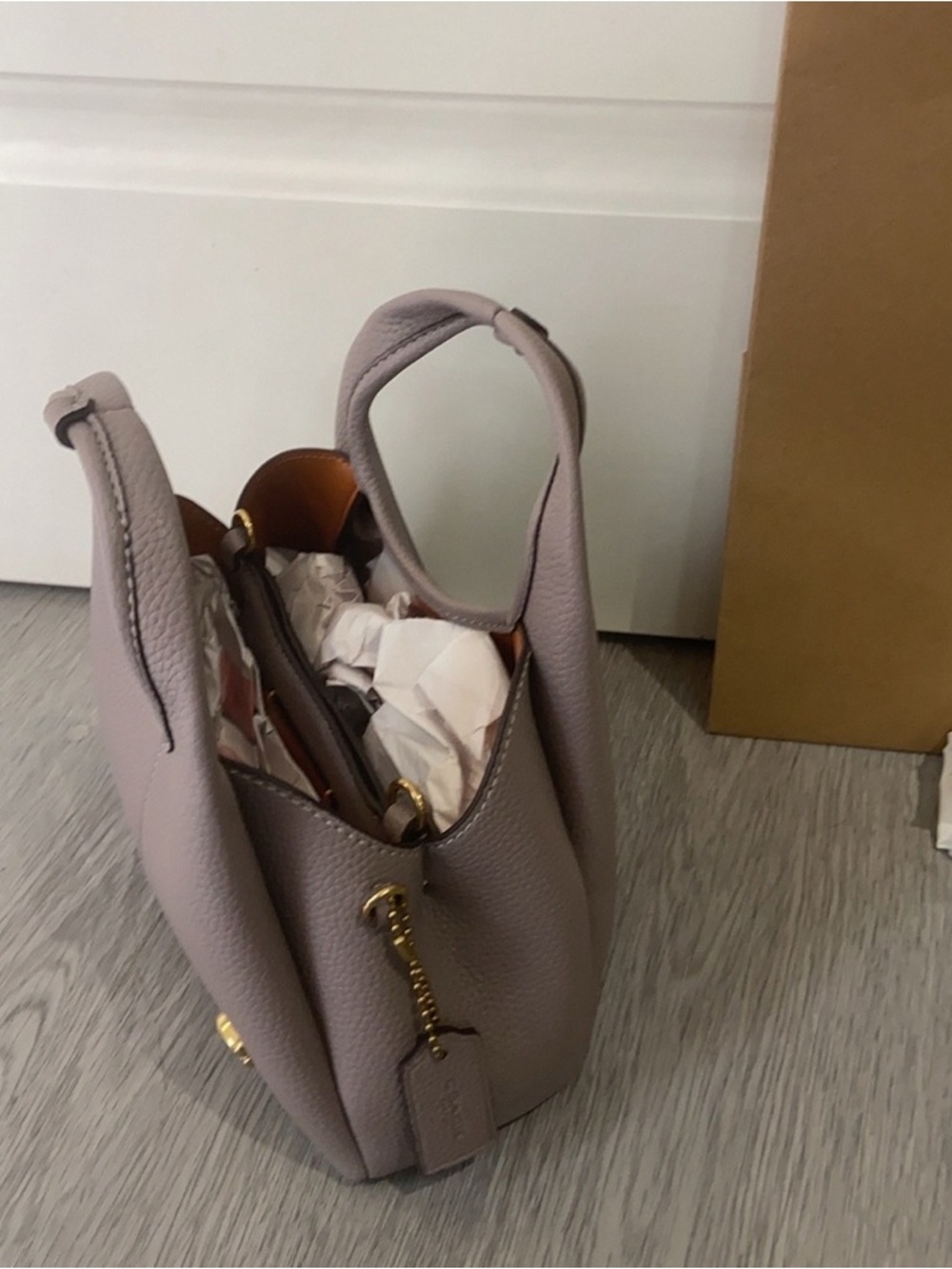 Coach Grey Lana Mini Bucket Bag Leather Crossbody - Picture 9 of 9